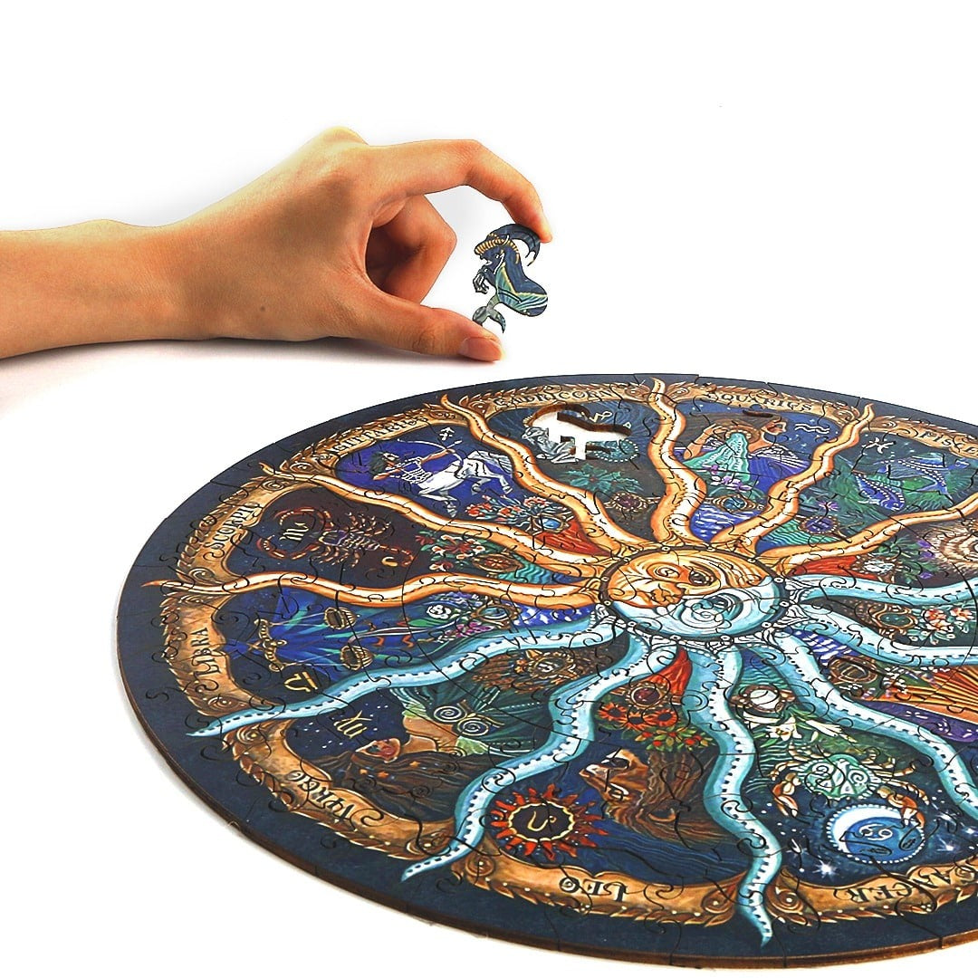 Whimsical Wooden Jigsaw Puzzle-  ZODIAC HOROSCOPE
