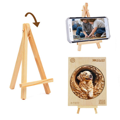 Whimsical Wooden Jigsaw Puzzle - 3D golden retriever - pickApuzzle