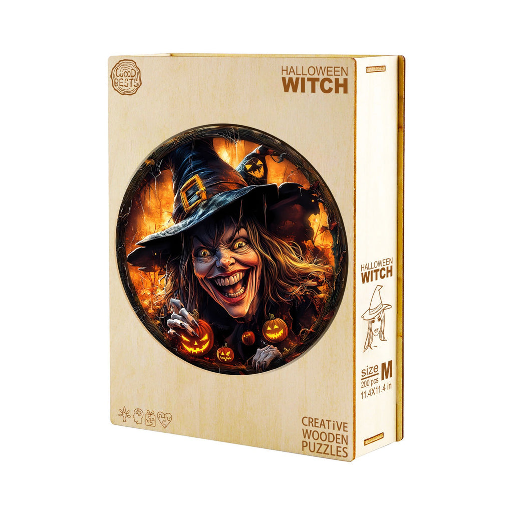 Whimsical Wooden Jigsaw Puzzle- Halloween witch