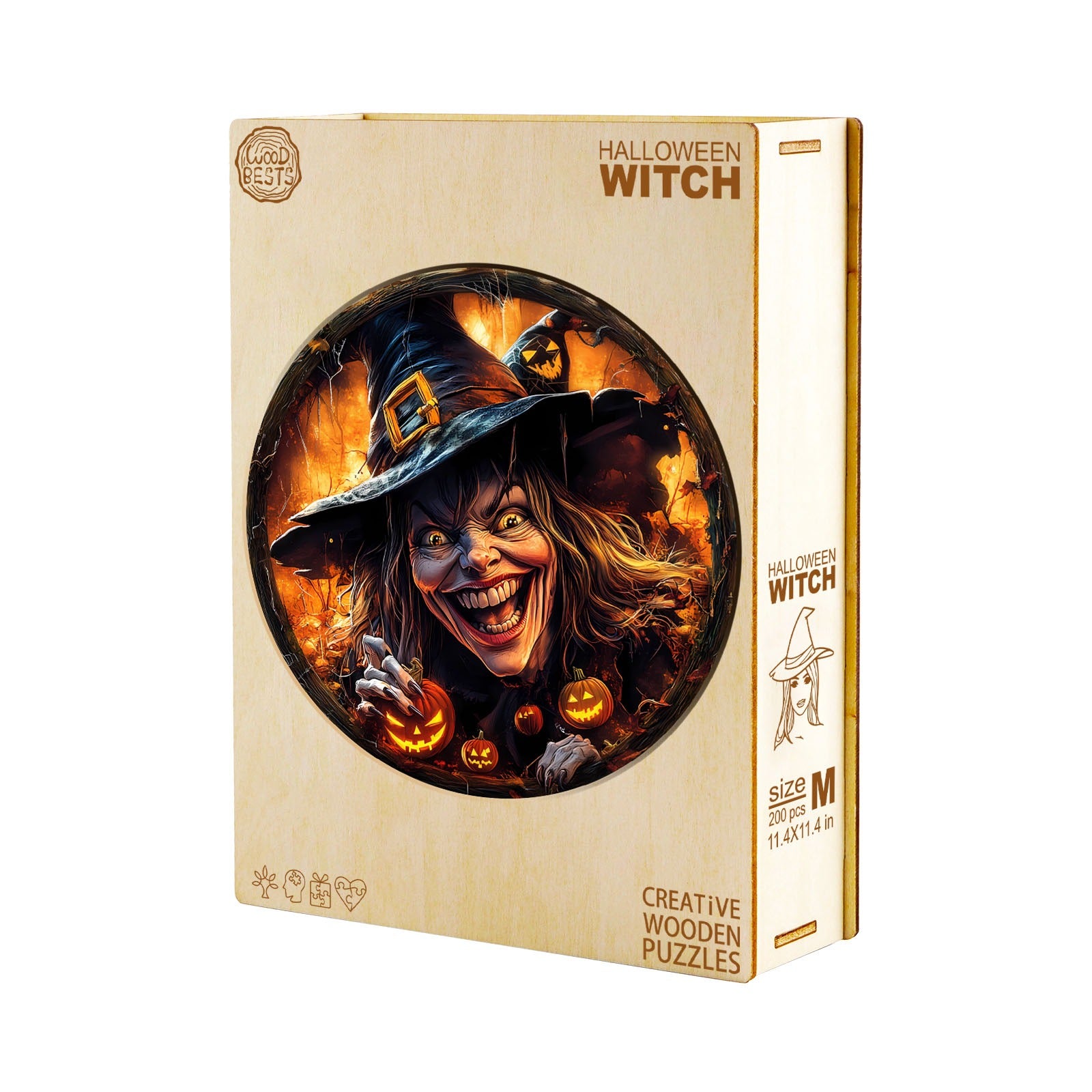 Whimsical Wooden Jigsaw Puzzle- Halloween witch