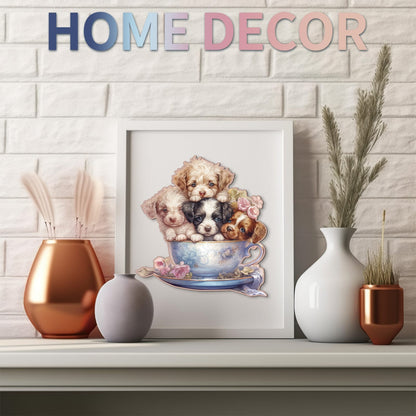 Whimsical Wooden Jigsaw Puzzle - Cute Puppy - pickApuzzle
