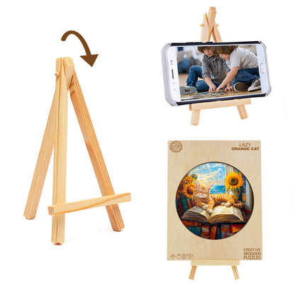 Whimsical Wooden Jigsaw Puzzle - Lazy orange cat - pickApuzzle