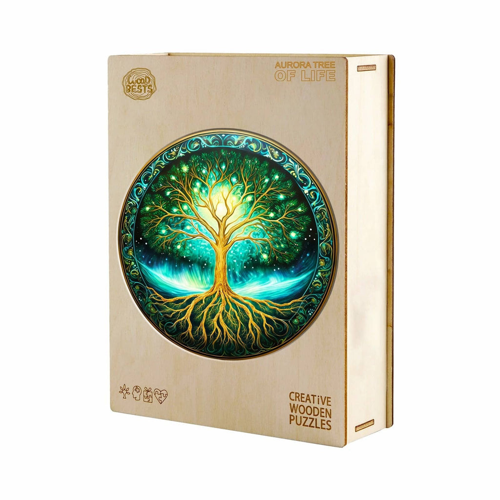 Whimsical Wooden Jigsaw Puzzle- Aurora tree of life