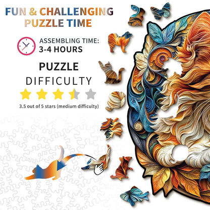Whimsical Wooden Jigsaw Puzzle - Curious Kitten - pickApuzzle