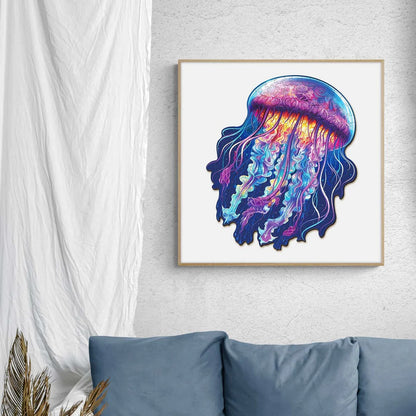 Whimsical Wooden Jigsaw Puzzle- watercolor jellyfish