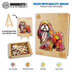 Whimsical Wooden Jigsaw Puzzle- Beautiful shih tzu