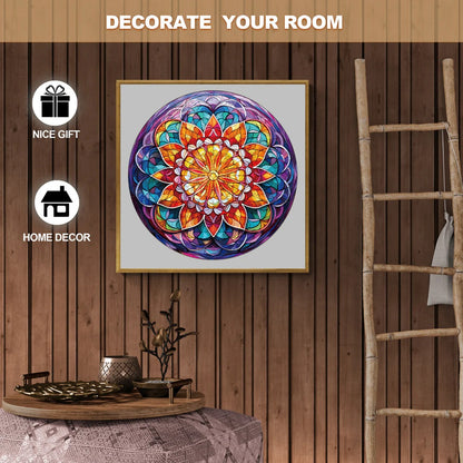 Whimsical Wooden Jigsaw Puzzle-church glass mandala