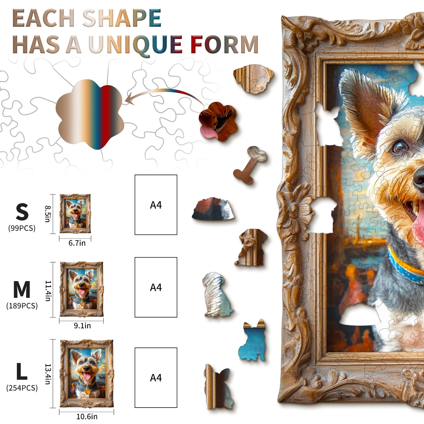 Whimsical Wooden Jigsaw Puzzle - Dog Photo Frame - pickApuzzle
