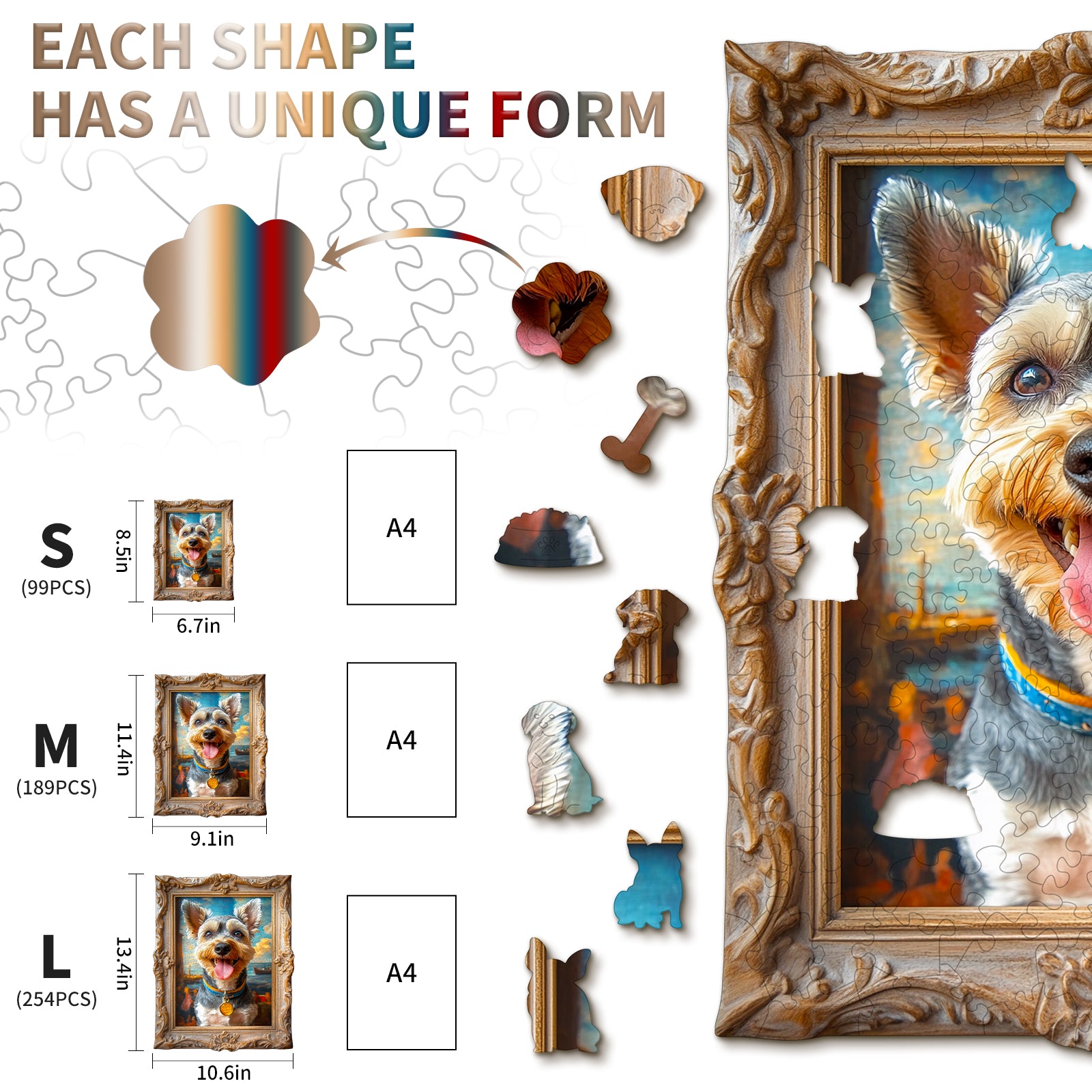 Whimsical Wooden Jigsaw Puzzle - Dog Photo Frame - pickApuzzle