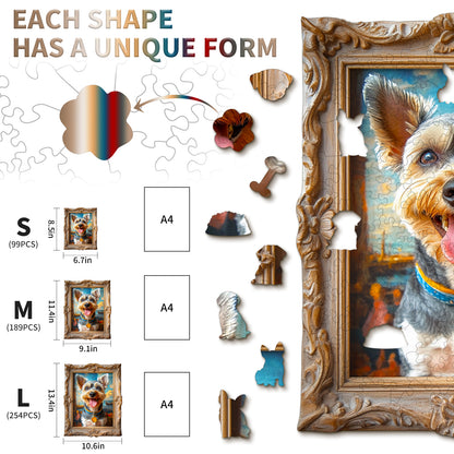 Whimsical Wooden Jigsaw Puzzle - Dog Photo Frame - pickApuzzle