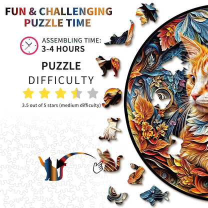 Whimsical Wooden Jigsaw Puzzle - Gentle Kitten - pickApuzzle