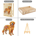 Whimsical Wooden Jigsaw Puzzle - Handsome golden retriever - pickApuzzle