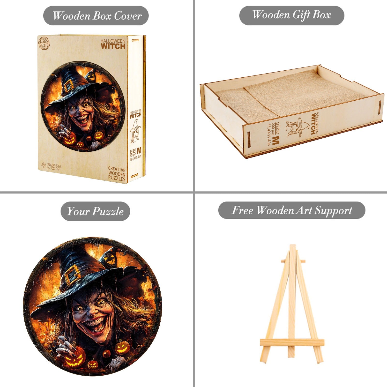 Whimsical Wooden Jigsaw Puzzle- Halloween witch