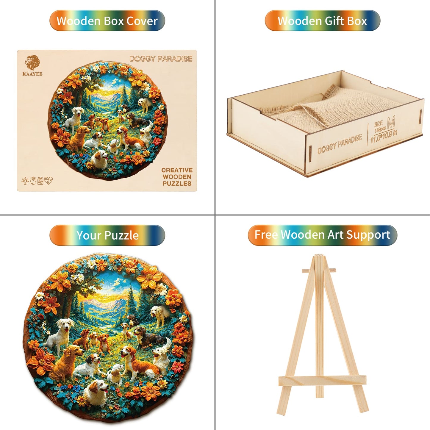Whimsical Wooden Jigsaw Puzzle - Doggy Paradise - pickApuzzle