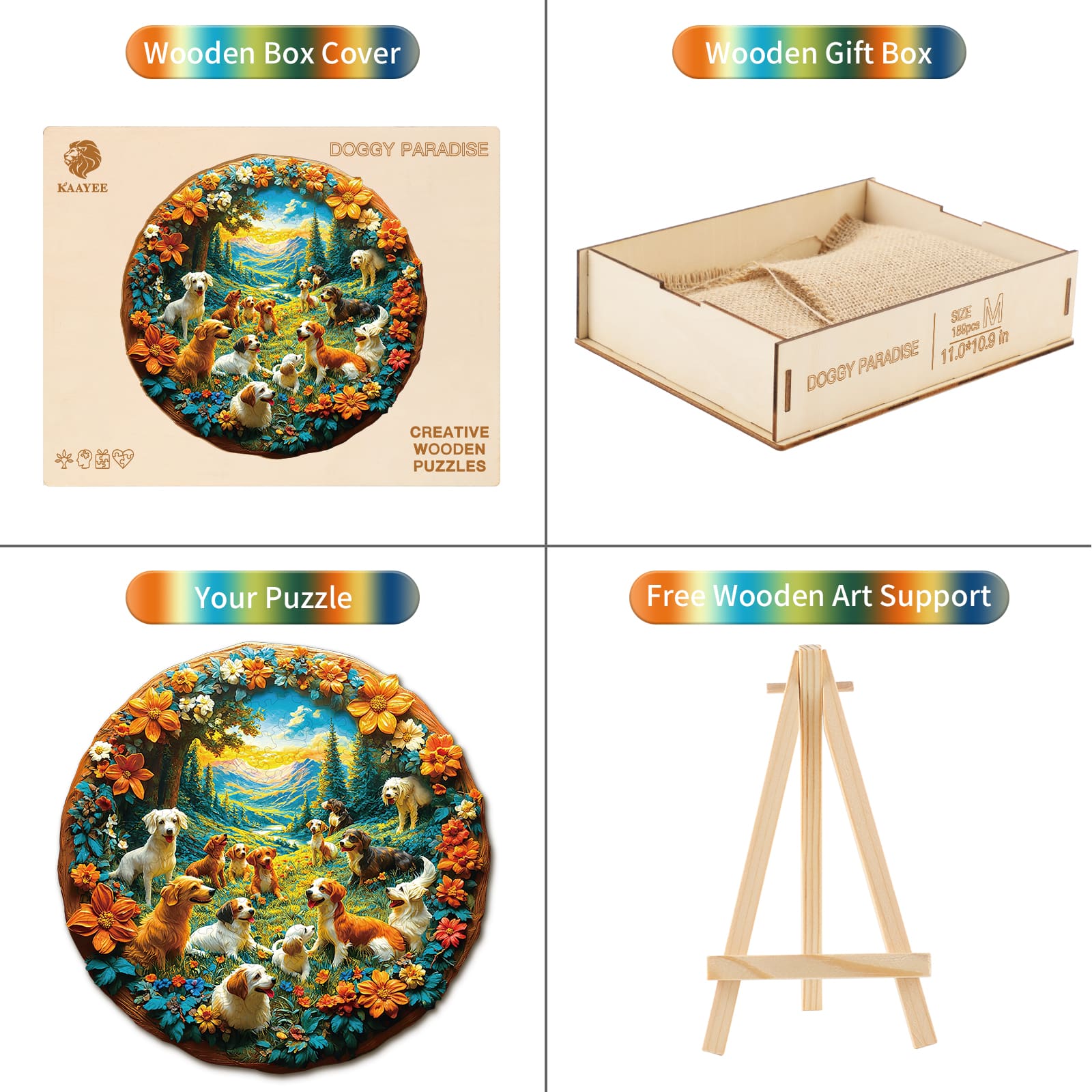 Whimsical Wooden Jigsaw Puzzle - Doggy Paradise - pickApuzzle
