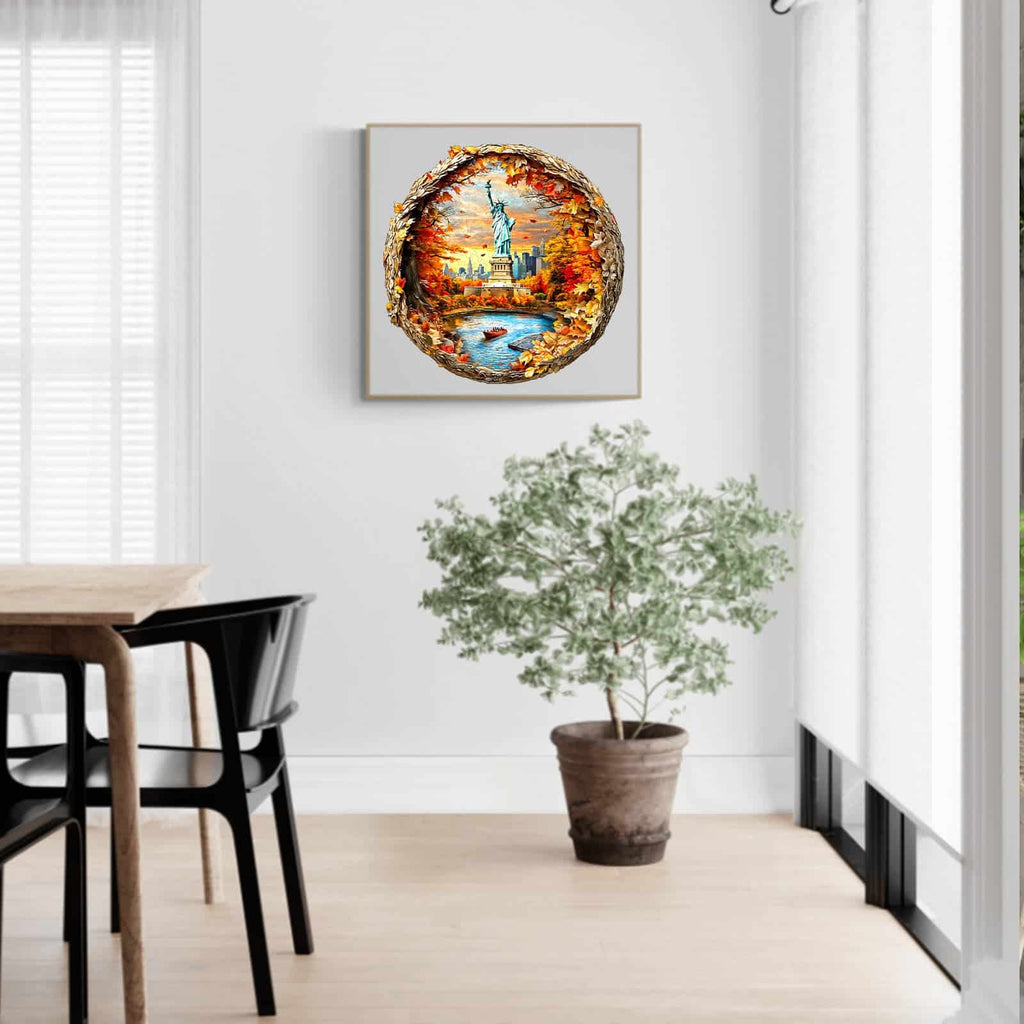 Whimsical Wooden Jigsaw Puzzle- New York Autumn
