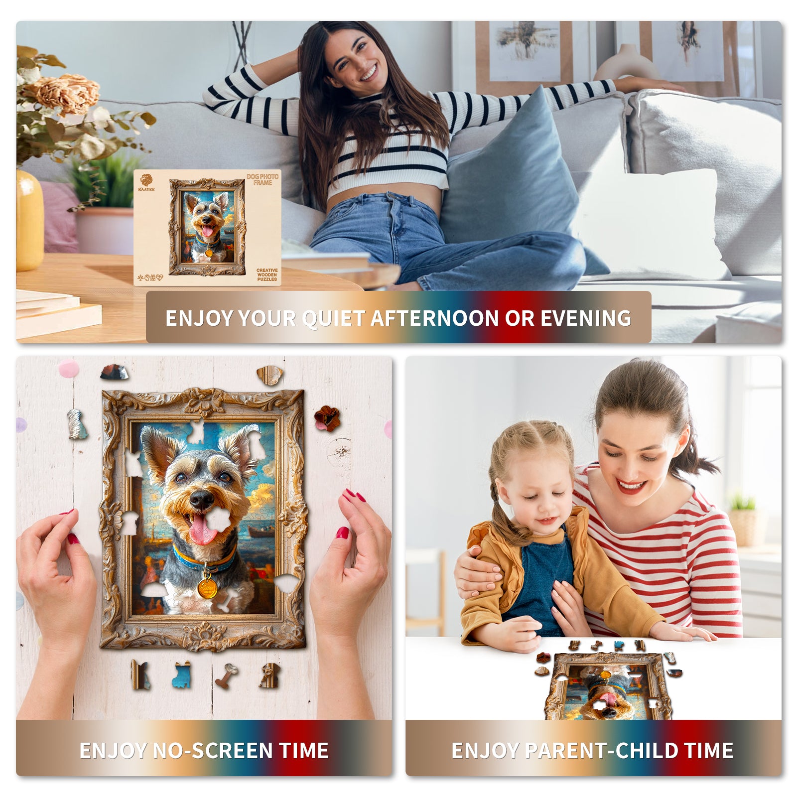 Whimsical Wooden Jigsaw Puzzle - Dog Photo Frame - pickApuzzle