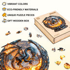 Launiges Holzpuzzle - Magischer Kugel-Feuerdrache