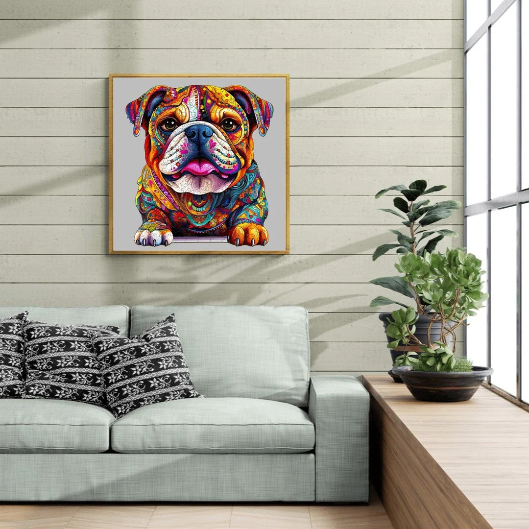 Whimsical Wooden Jigsaw Puzzle- Bulldog