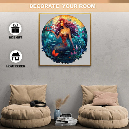 Whimsical Wooden Jigsaw Puzzle- Aqua Woman