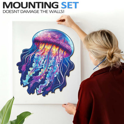Whimsical Wooden Jigsaw Puzzle- watercolor jellyfish