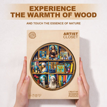 Whimsical Wooden Jigsaw Puzzle - Artist Closet - pickApuzzle
