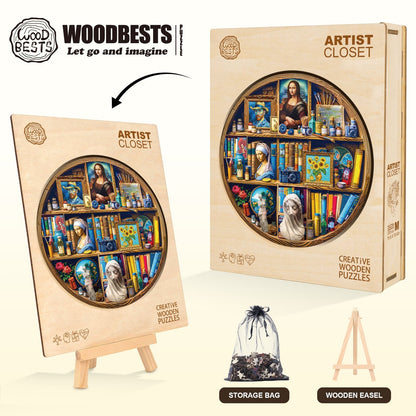 Whimsical Wooden Jigsaw Puzzle - Artist Closet - pickApuzzle