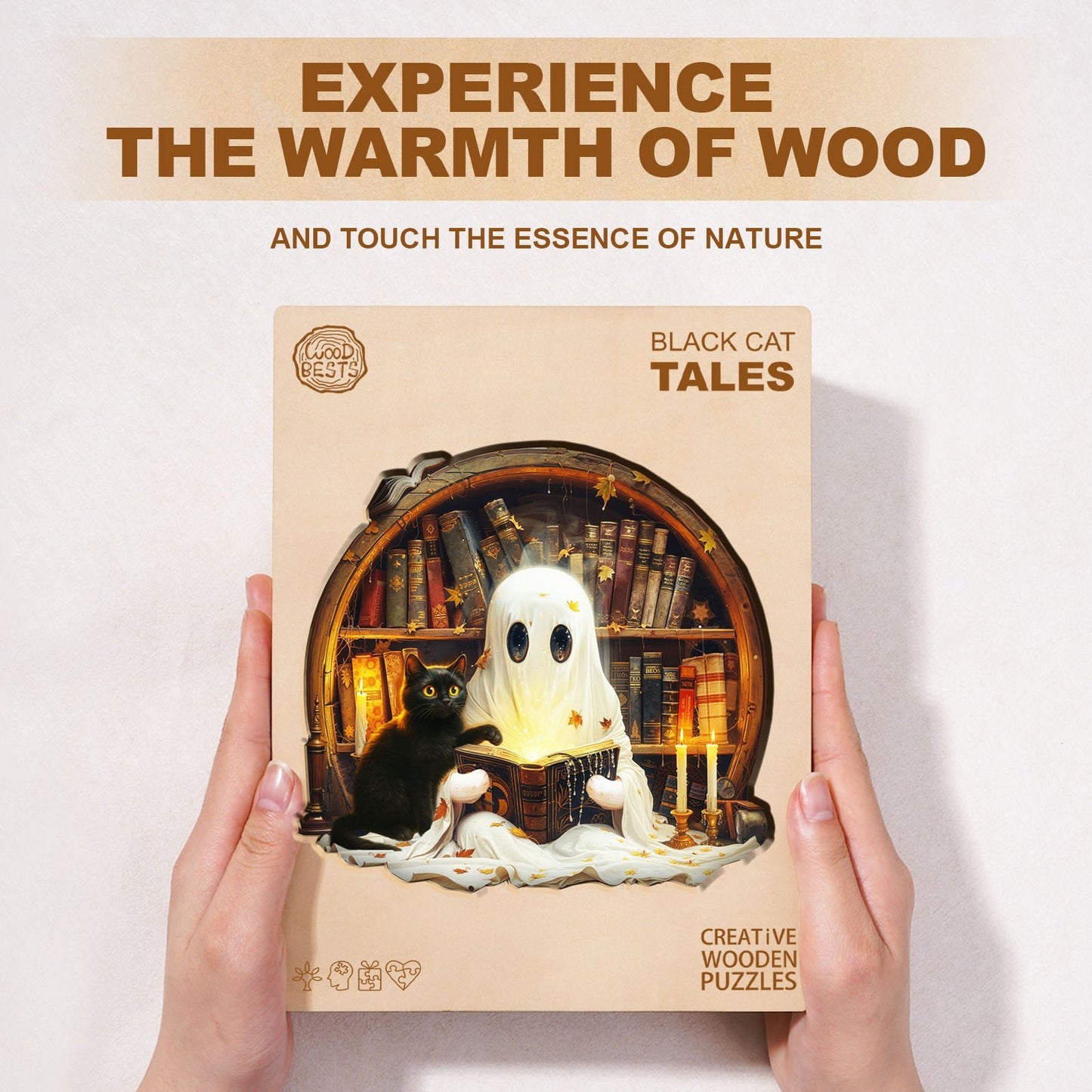 Whimsical Wooden Jigsaw Puzzle - Black Cat Tales - pickApuzzle