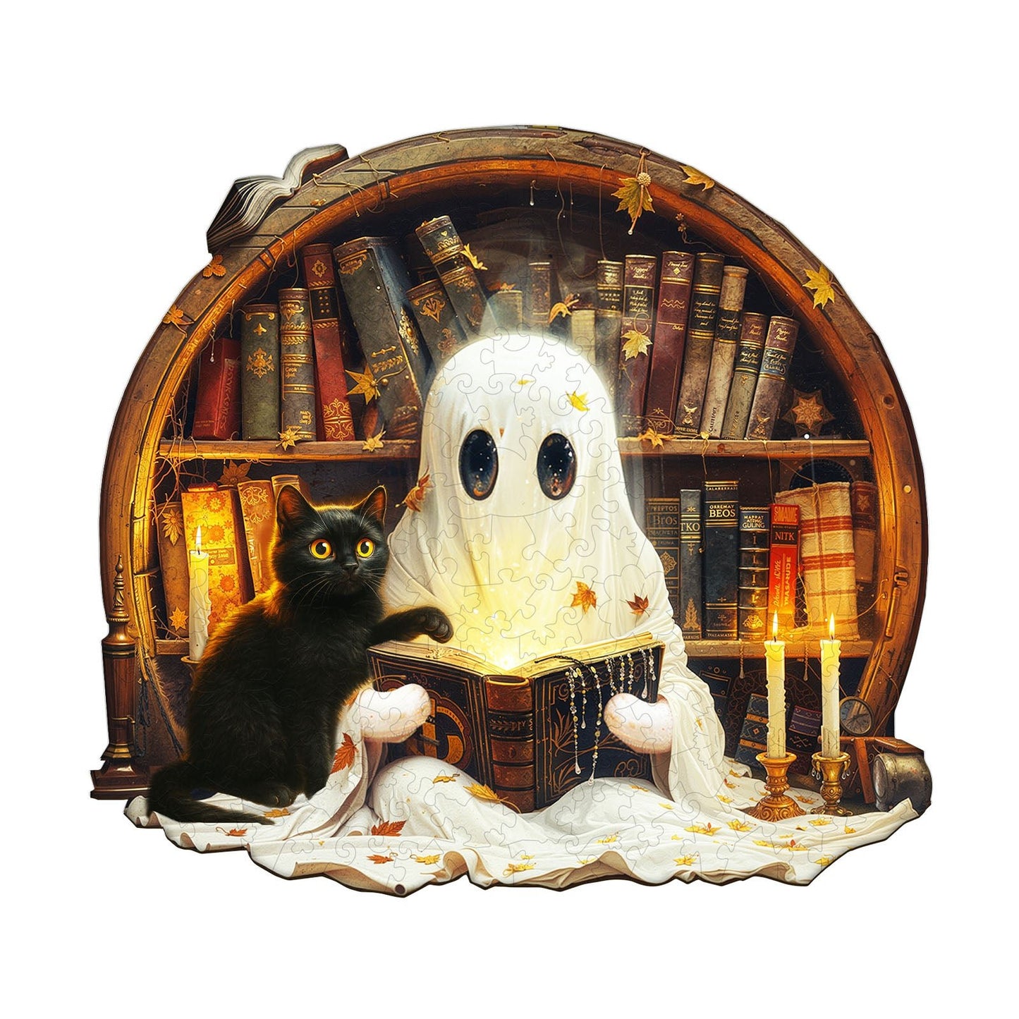 Whimsical Wooden Jigsaw Puzzle - Black Cat Tales - pickApuzzle