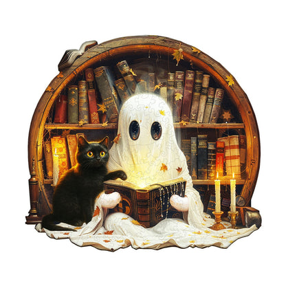 Whimsical Wooden Jigsaw Puzzle - Black Cat Tales - pickApuzzle