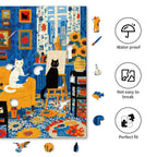 Whimsical Wooden Jigsaw Puzzle - Cats Art Studio - pickApuzzle