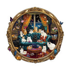 Whimsical Wooden Jigsaw Puzzle- Cat Party Night