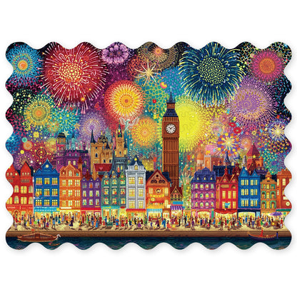 Skurriles Holz-Puzzle – Stadt des Feuerwerks