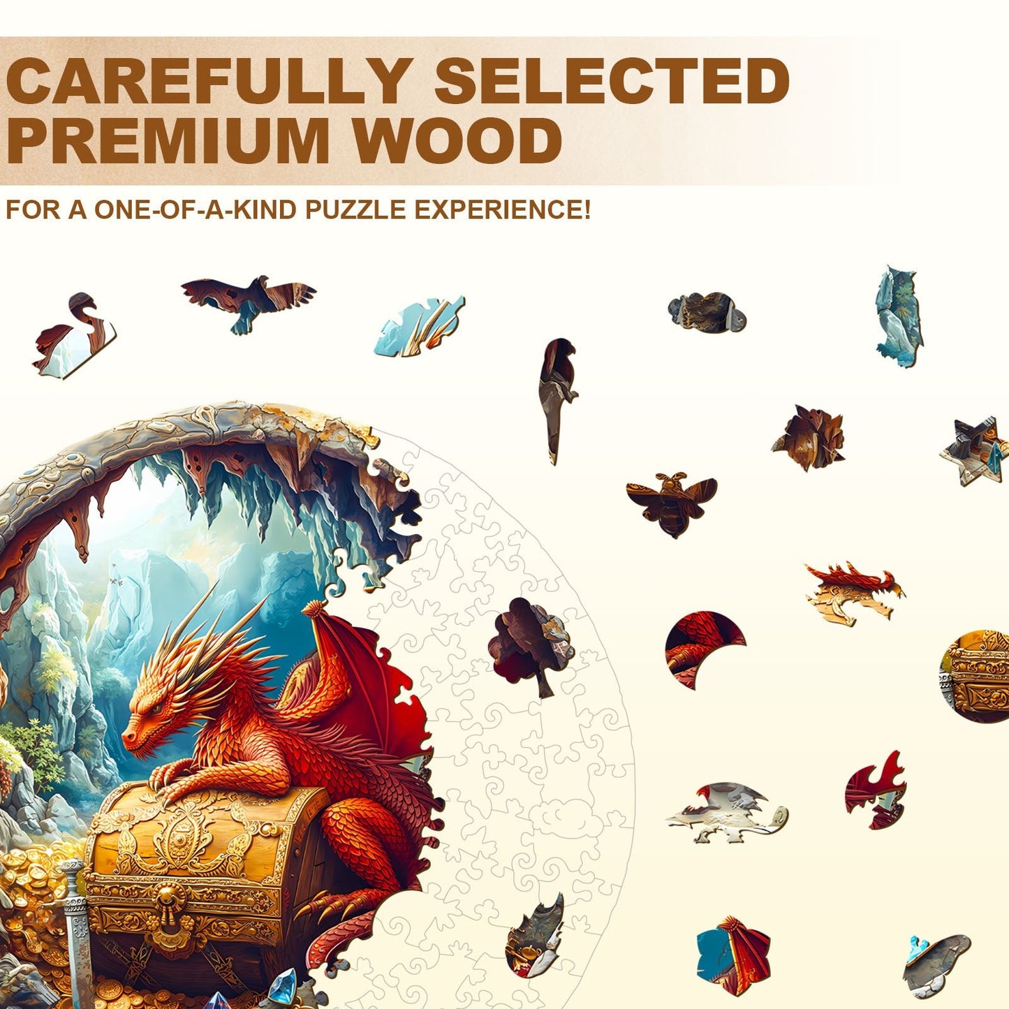 Whimsical Wooden Jigsaw Puzzle - Dragon¡¯s Treasure - pickApuzzle