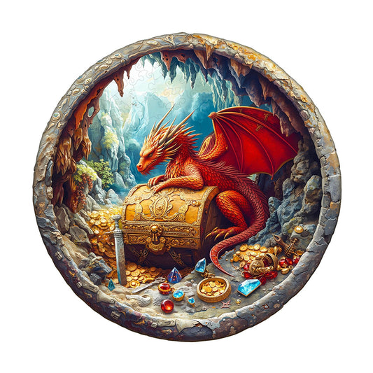 Whimsical Wooden Jigsaw Puzzle - Dragon¡¯s Treasure - pickApuzzle