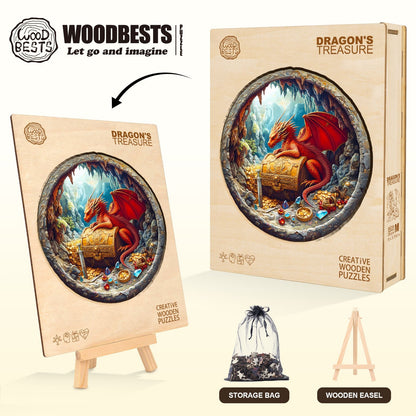 Whimsical Wooden Jigsaw Puzzle - Dragon¡¯s Treasure - pickApuzzle