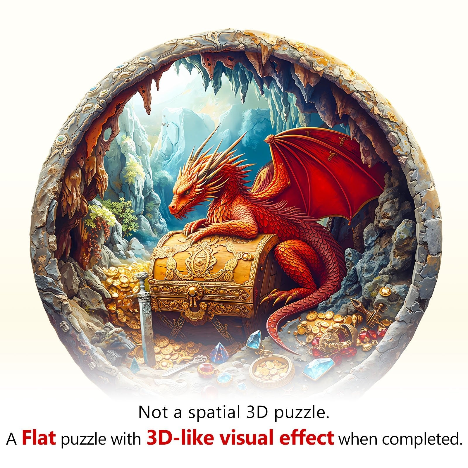 Whimsical Wooden Jigsaw Puzzle - Dragon¡¯s Treasure - pickApuzzle