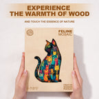 Whimsical Wooden Jigsaw Puzzle - Feline Mosaic - pickApuzzle