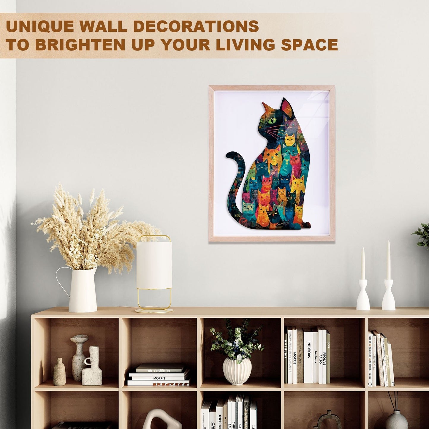 Whimsical Wooden Jigsaw Puzzle - Feline Mosaic - pickApuzzle