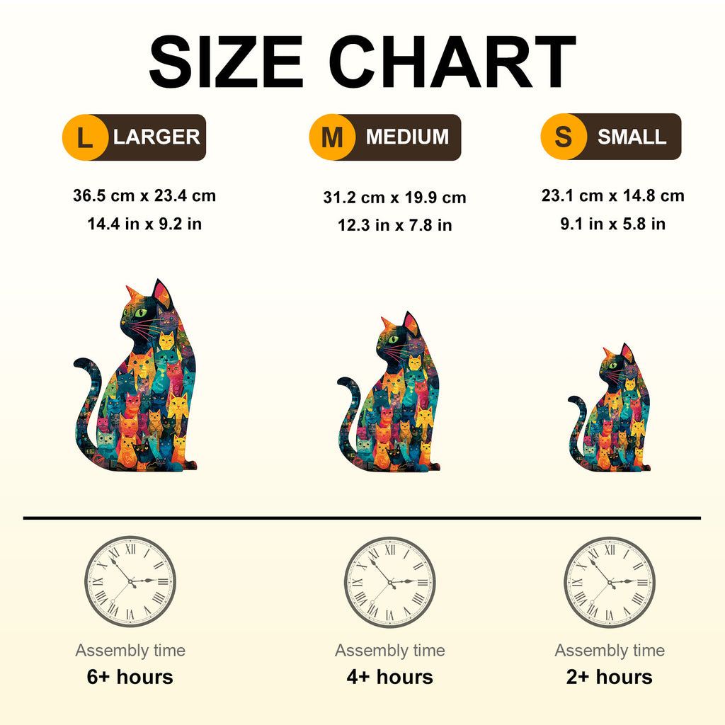Whimsical Wooden Jigsaw Puzzle - Feline Mosaic - pickApuzzle