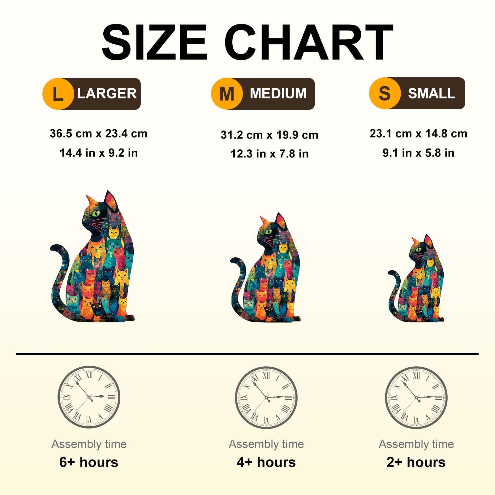 Whimsical Wooden Jigsaw Puzzle - Feline Mosaic - pickApuzzle