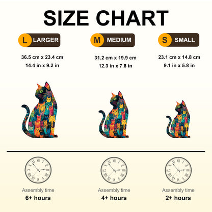 Whimsical Wooden Jigsaw Puzzle - Feline Mosaic - pickApuzzle