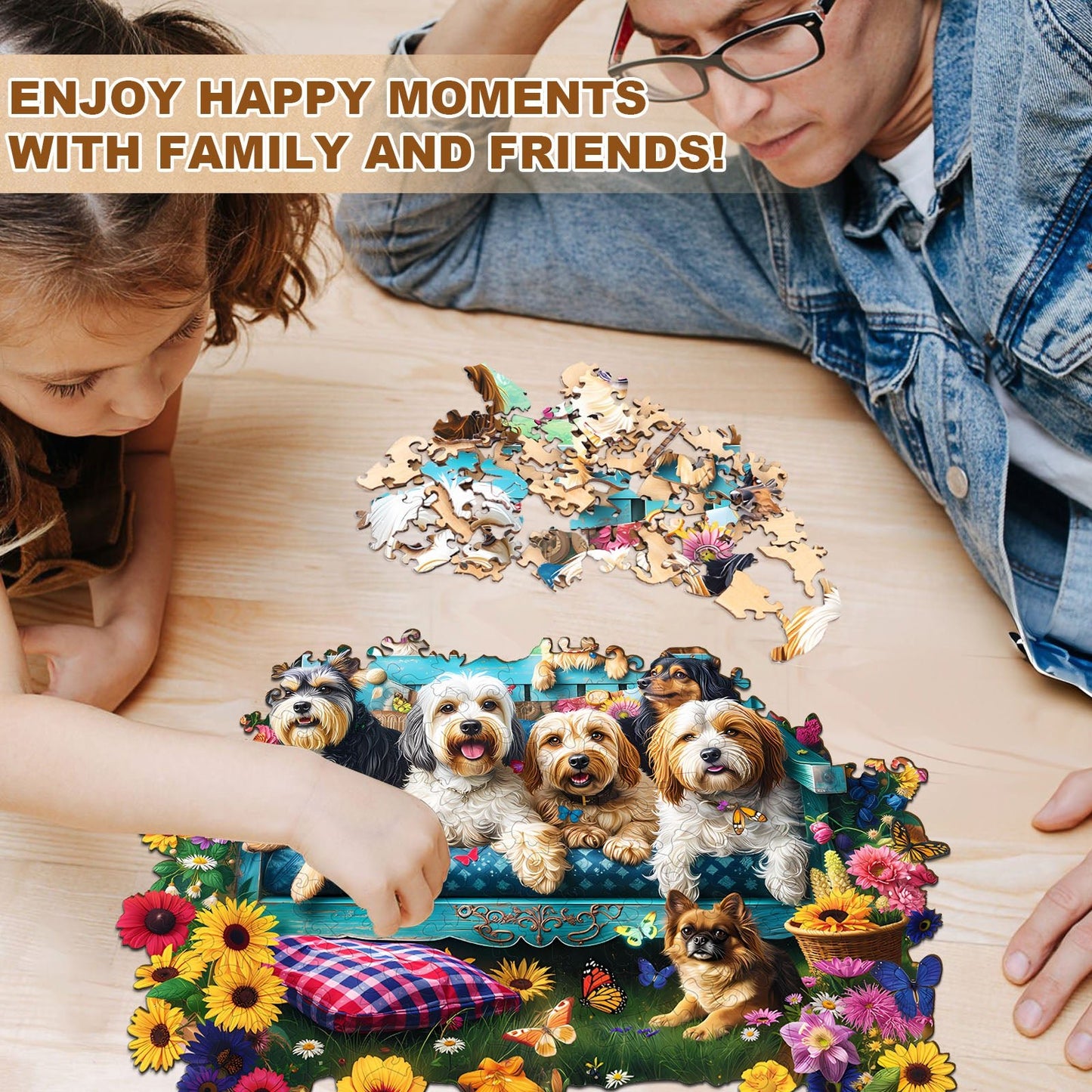 Whimsical Wooden Jigsaw Puzzle - Garden Puppy - pickApuzzle