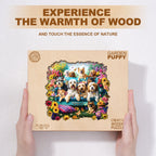 Whimsical Wooden Jigsaw Puzzle - Garden Puppy - pickApuzzle