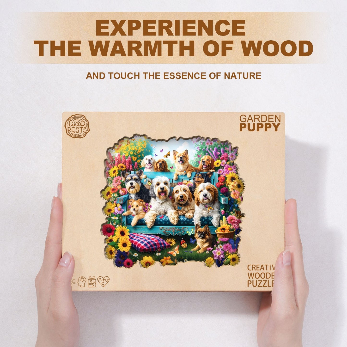 Whimsical Wooden Jigsaw Puzzle - Garden Puppy - pickApuzzle