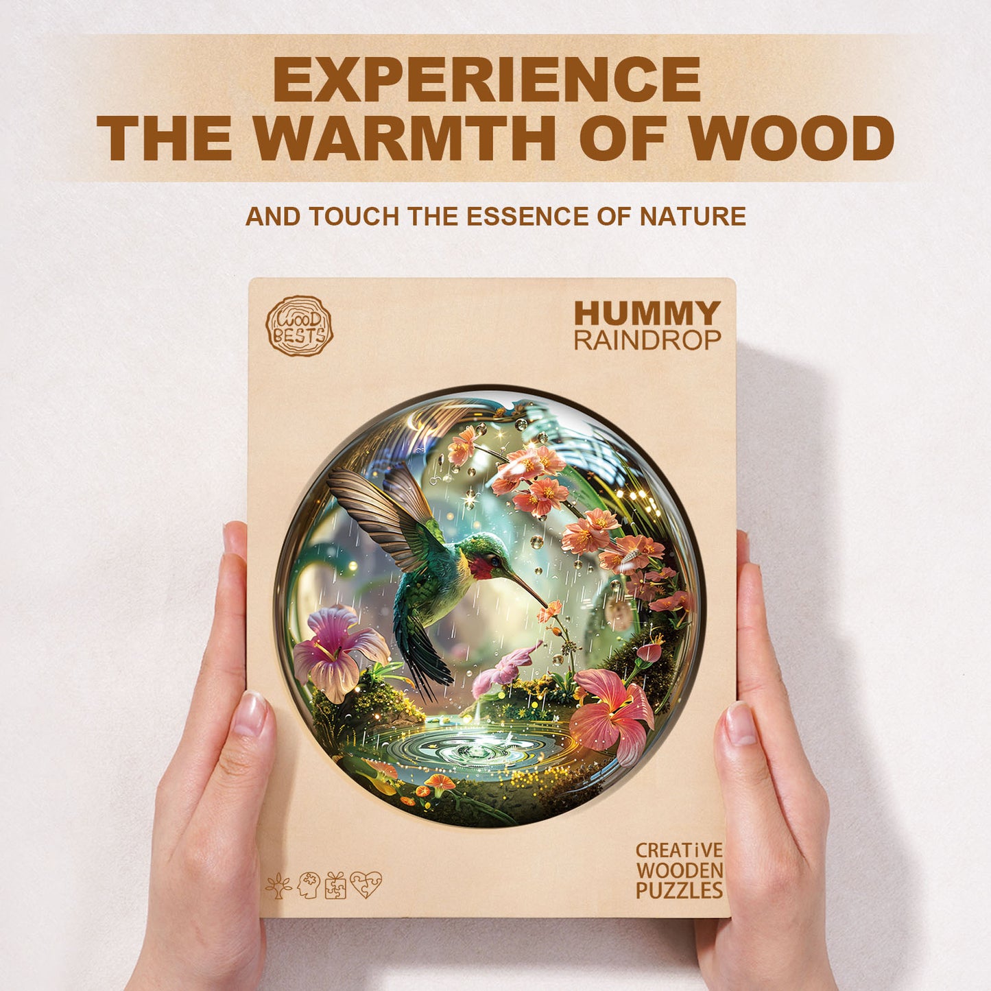 Whimsical Wooden Jigsaw Puzzle - Hummy Raindrop - pickApuzzle