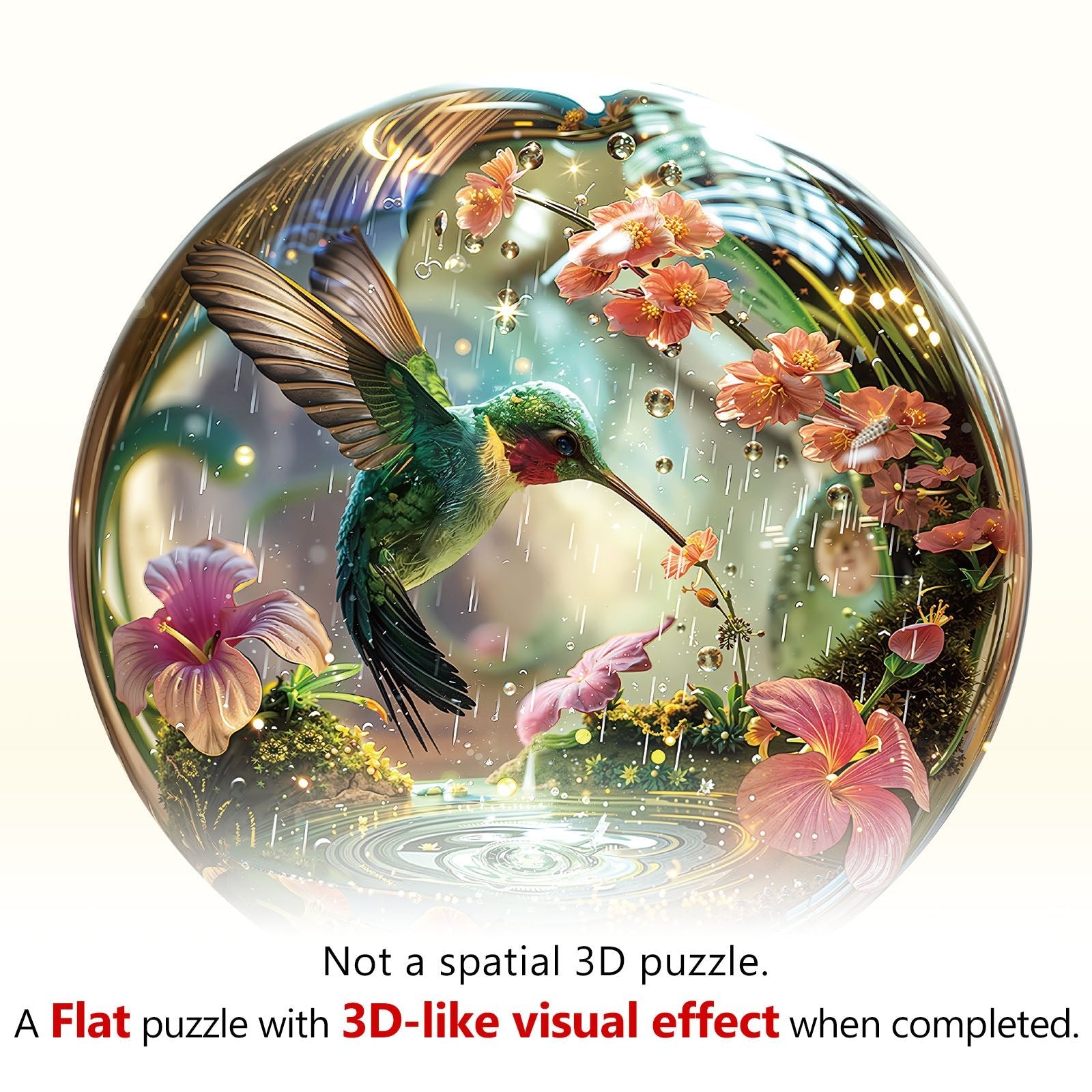 Whimsical Wooden Jigsaw Puzzle - Hummy Raindrop - pickApuzzle