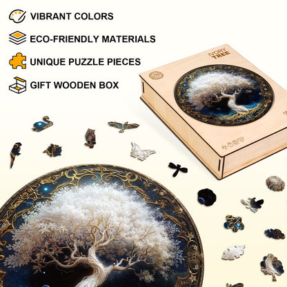 Whimsical Wooden Jigsaw Puzzle - Ivory Tree - pickApuzzle