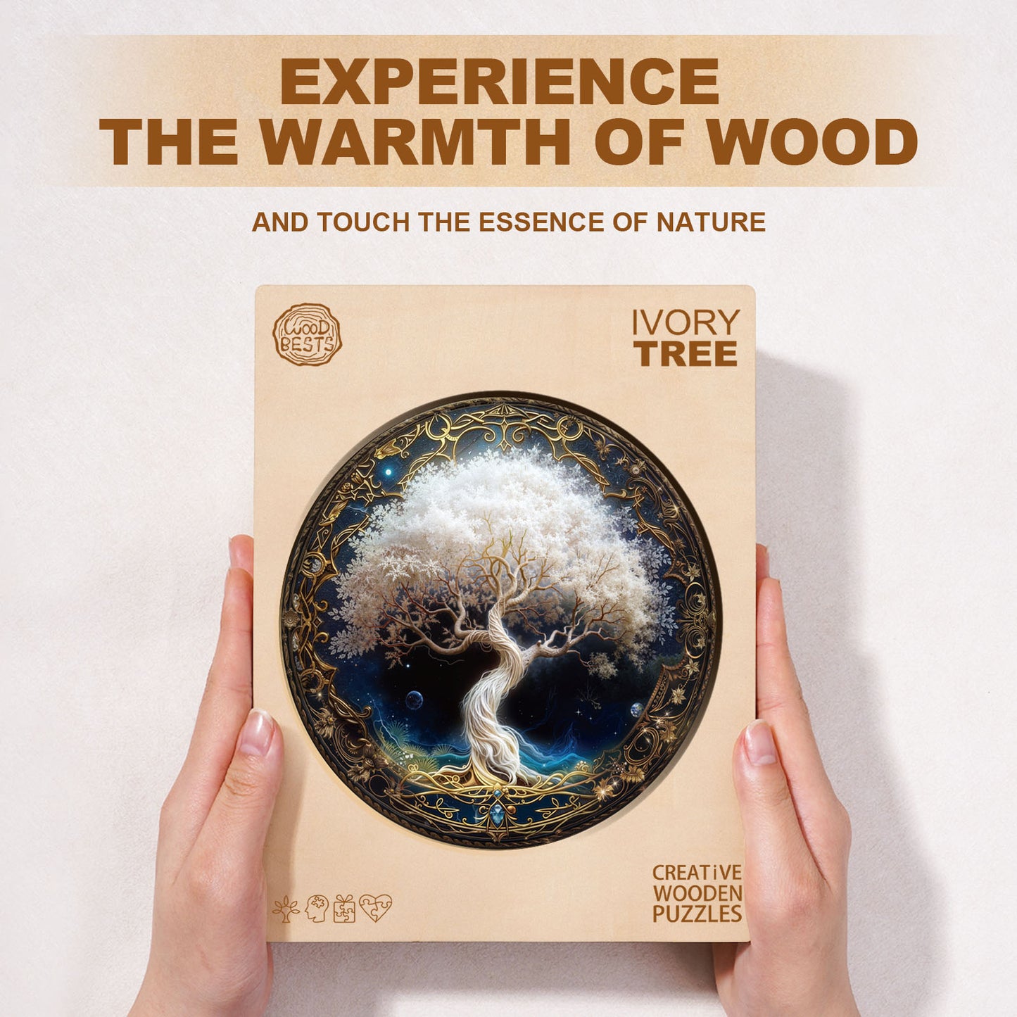 Whimsical Wooden Jigsaw Puzzle - Ivory Tree - pickApuzzle