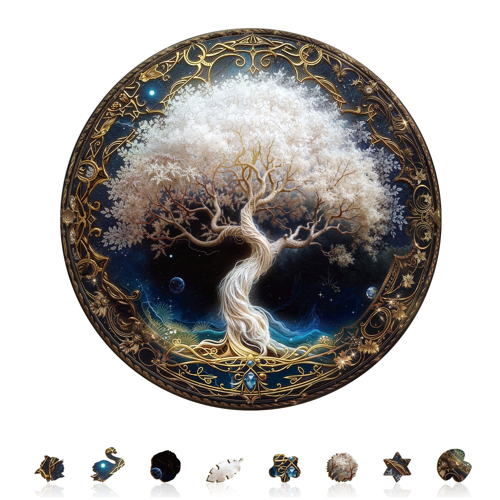 Whimsical Wooden Jigsaw Puzzle - Ivory Tree - pickApuzzle